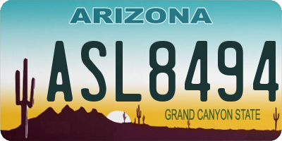 AZ license plate ASL8494