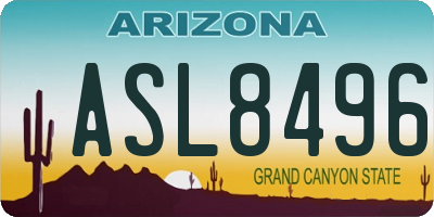 AZ license plate ASL8496