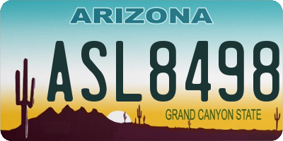 AZ license plate ASL8498