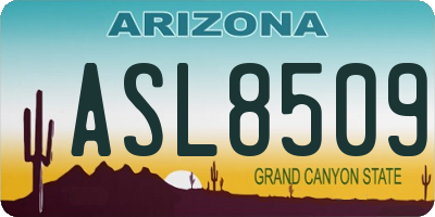 AZ license plate ASL8509