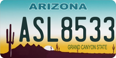 AZ license plate ASL8533