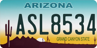 AZ license plate ASL8534