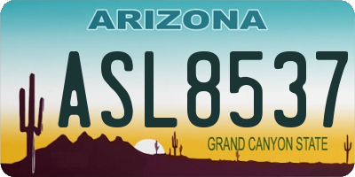 AZ license plate ASL8537