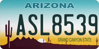 AZ license plate ASL8539