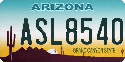 AZ license plate ASL8540