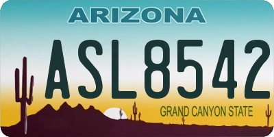 AZ license plate ASL8542