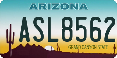 AZ license plate ASL8562