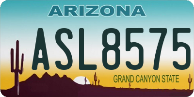 AZ license plate ASL8575