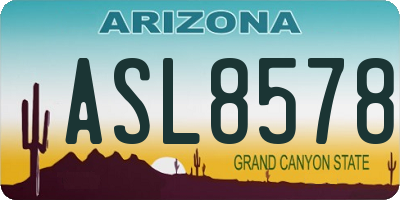 AZ license plate ASL8578