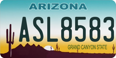 AZ license plate ASL8583