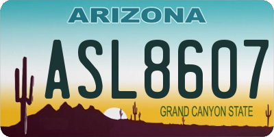 AZ license plate ASL8607