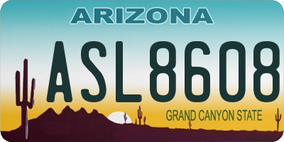 AZ license plate ASL8608