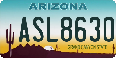 AZ license plate ASL8630