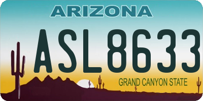 AZ license plate ASL8633