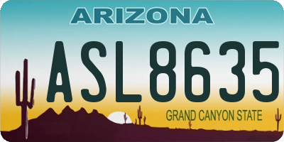 AZ license plate ASL8635