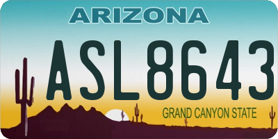 AZ license plate ASL8643