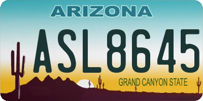 AZ license plate ASL8645
