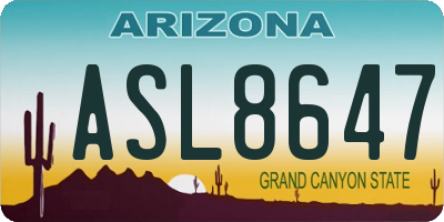 AZ license plate ASL8647