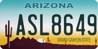 AZ license plate ASL8649