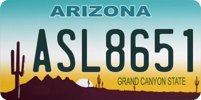 AZ license plate ASL8651