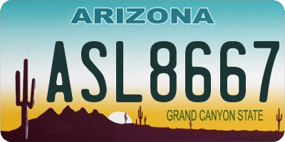 AZ license plate ASL8667