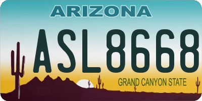 AZ license plate ASL8668