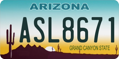 AZ license plate ASL8671