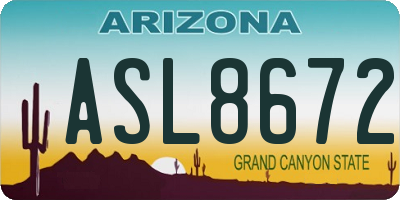 AZ license plate ASL8672