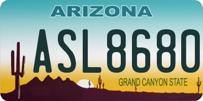 AZ license plate ASL8680