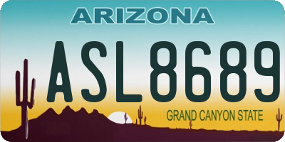AZ license plate ASL8689