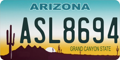 AZ license plate ASL8694