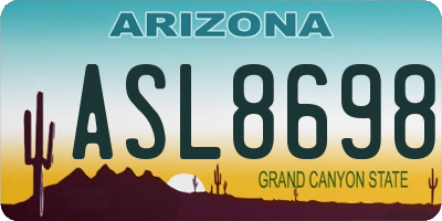 AZ license plate ASL8698