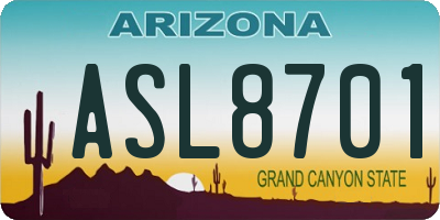 AZ license plate ASL8701