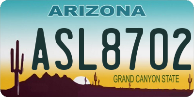 AZ license plate ASL8702