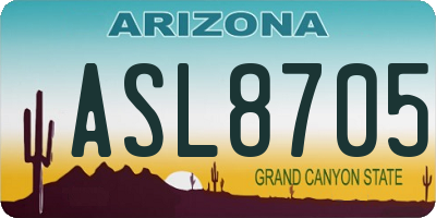 AZ license plate ASL8705