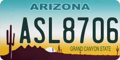 AZ license plate ASL8706