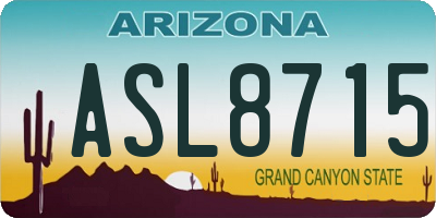 AZ license plate ASL8715