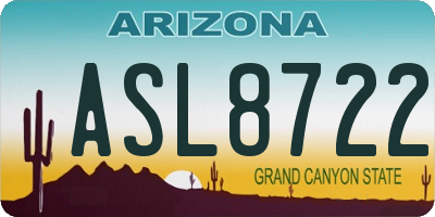 AZ license plate ASL8722