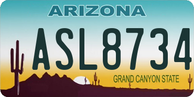AZ license plate ASL8734