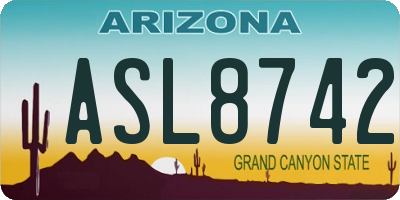 AZ license plate ASL8742