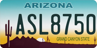 AZ license plate ASL8750