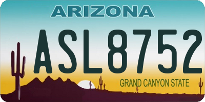 AZ license plate ASL8752