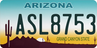 AZ license plate ASL8753
