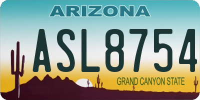 AZ license plate ASL8754