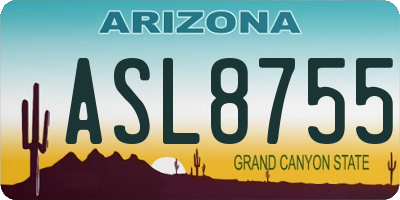 AZ license plate ASL8755