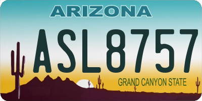 AZ license plate ASL8757