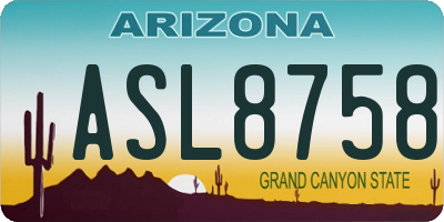 AZ license plate ASL8758