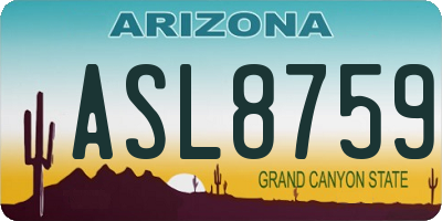 AZ license plate ASL8759