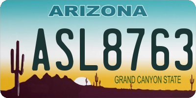 AZ license plate ASL8763
