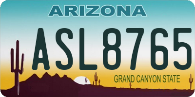 AZ license plate ASL8765